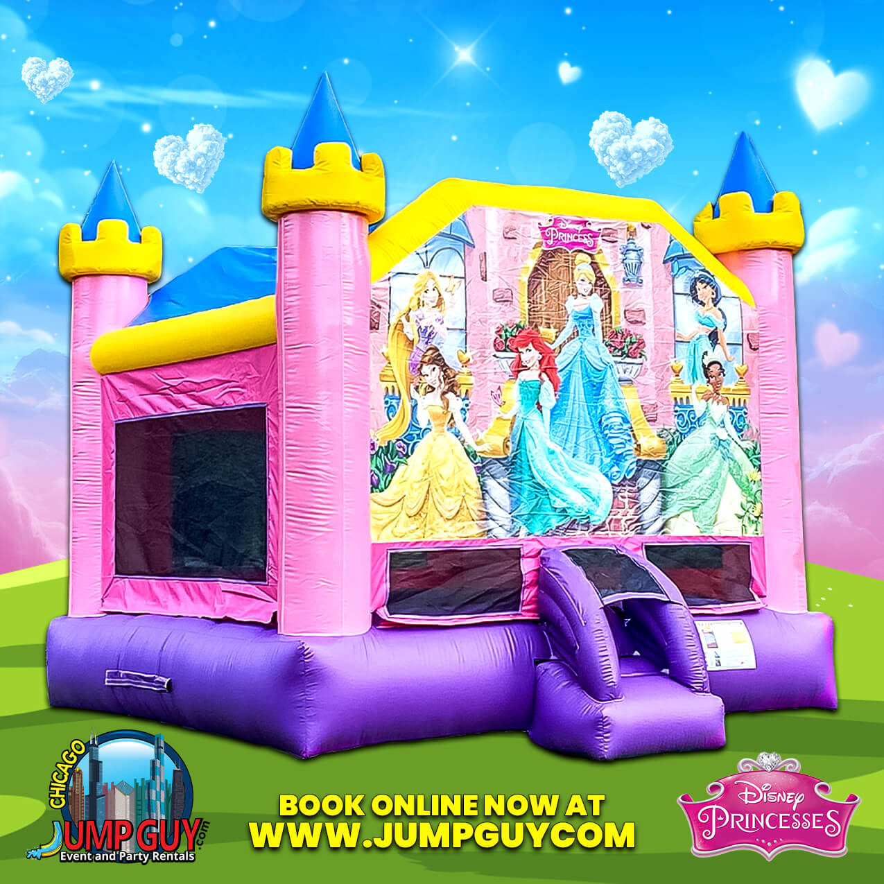 Disney Princess bounce house rentals category card for Schaumburg IL birthday parties in 60194 and 60195 — 360 monthly searches