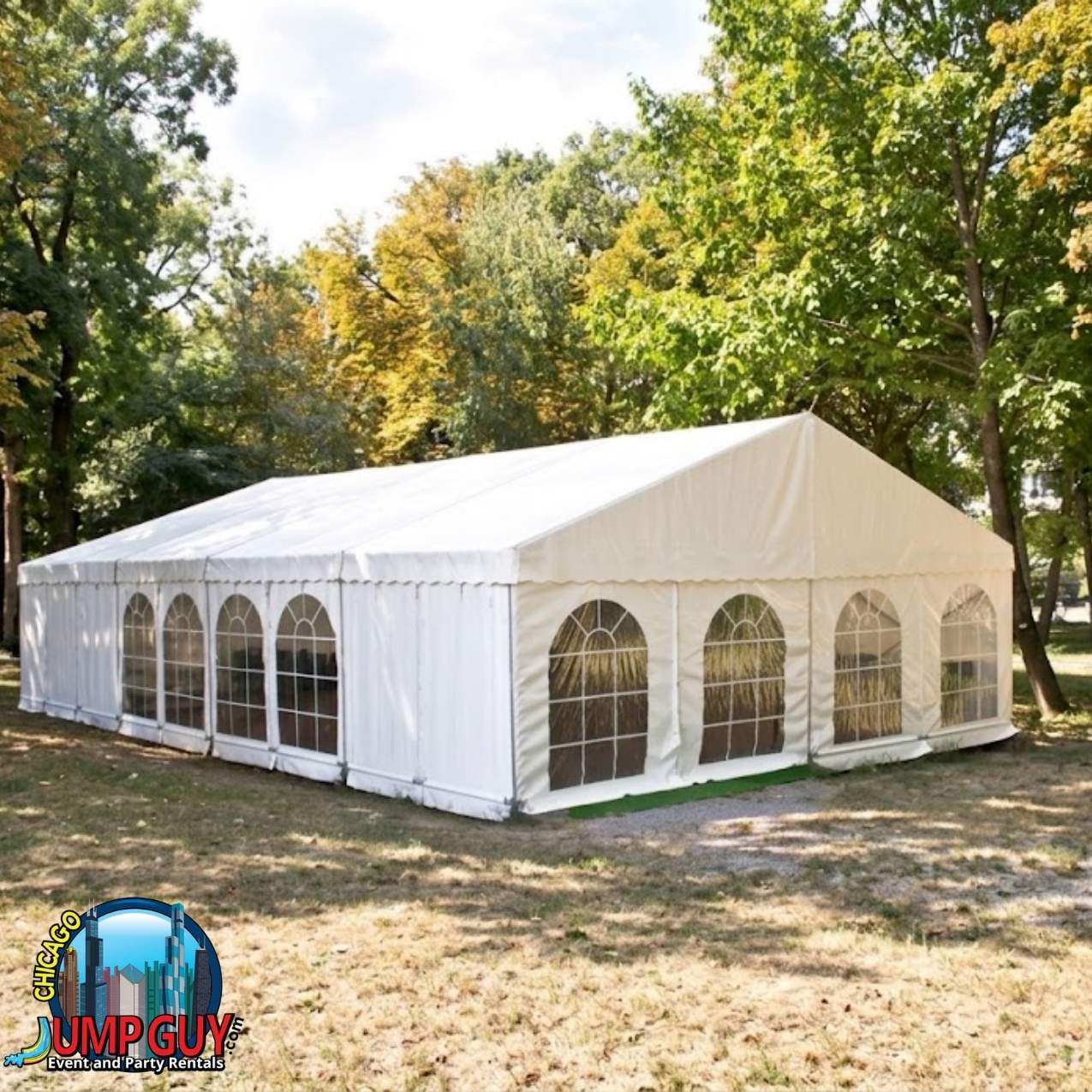Keder frame tent rental category card for Schaumburg IL residential and park district events — 280 monthly searches