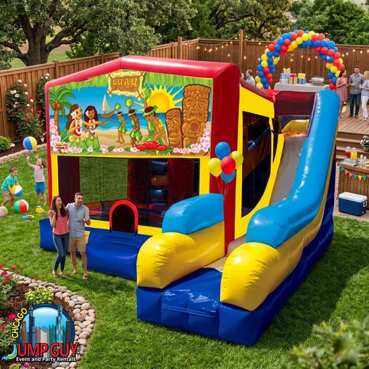 Lusu Tropical Bounce House Slide rental in Schaumburg, IL (60194/60173/60195) by Jump Guy Party Rentals